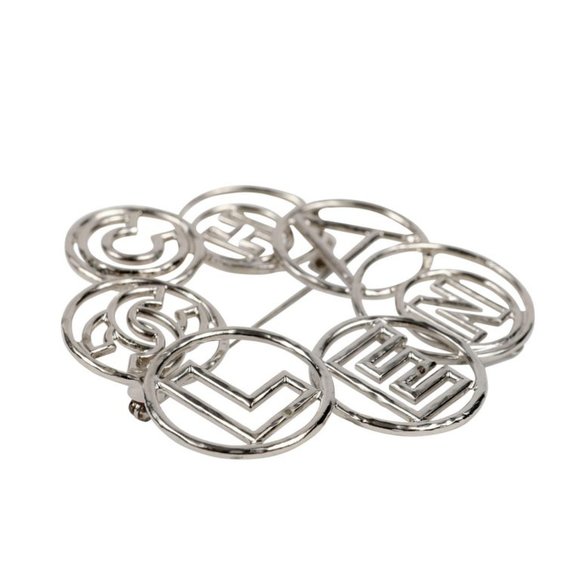 Chanel Silver Bubble Letter Circle Pin - Picture 3 of 4
